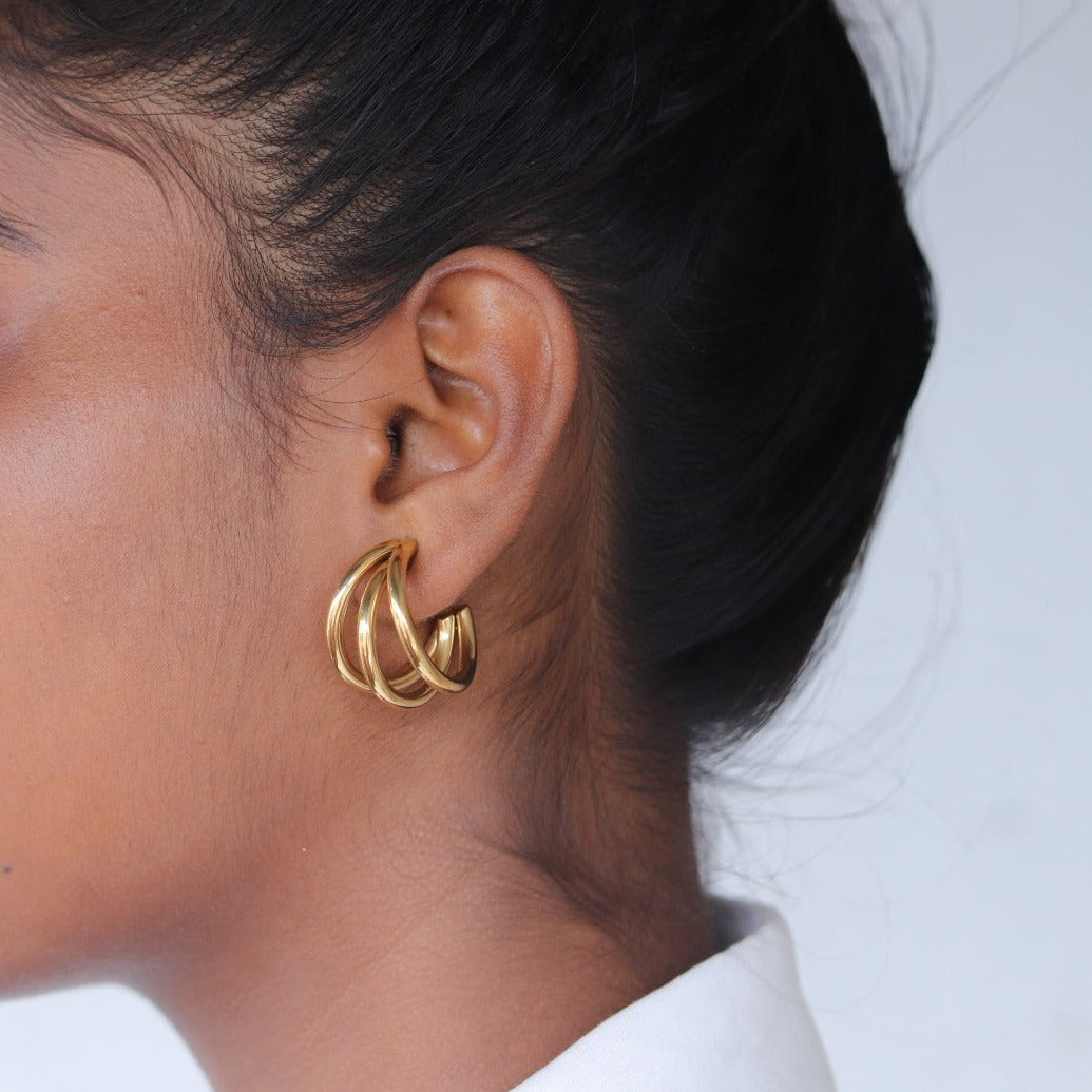 18K Gold-Filled Triple Hoop Earrings (Big 30mm)
