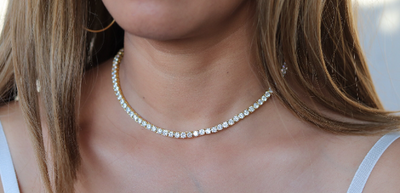 18K Gold-Filled Diamond Tennis Chain Necklace