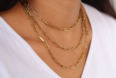 14K Gold-Filled paperclip chain necklace