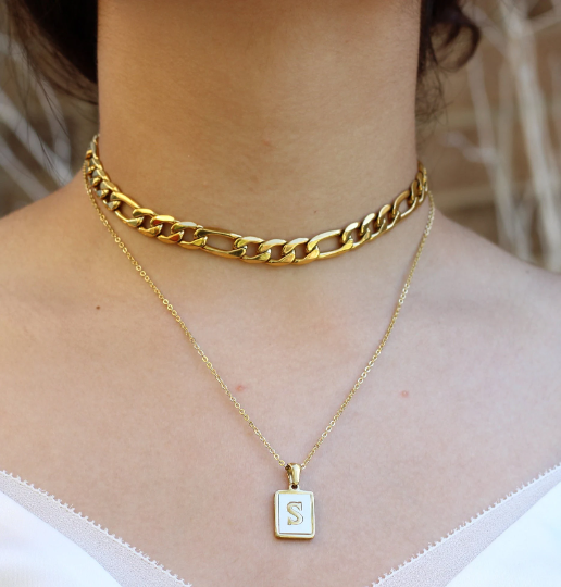18K Gold-Filled Shell Alphabet Pendant Necklace
