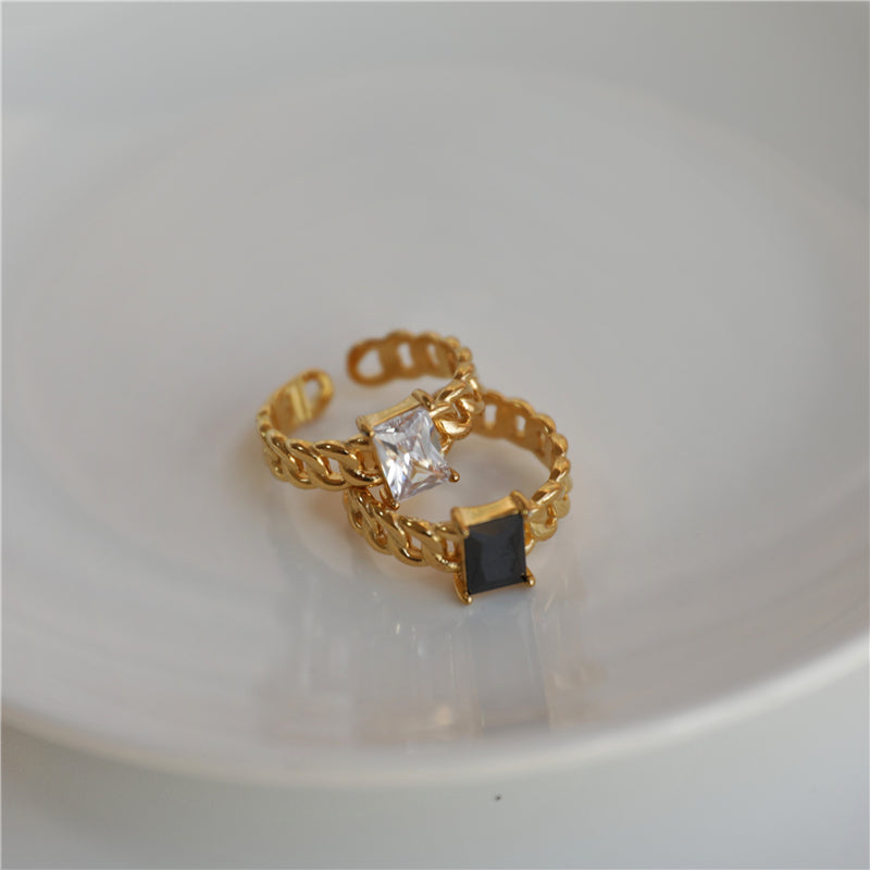 Stone Ring with Link chain