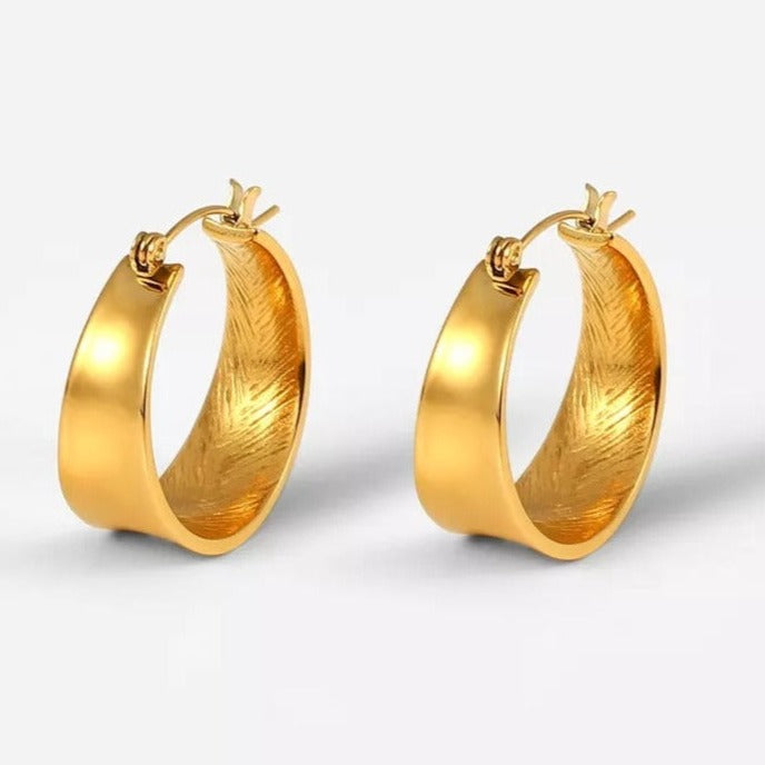 18k Gold Filled Flat Hoop Earrings