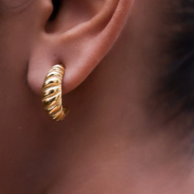 18K Gold-Filled Twisted Open Hoop Earrings