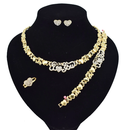 I Love You Teddy Necklace Set