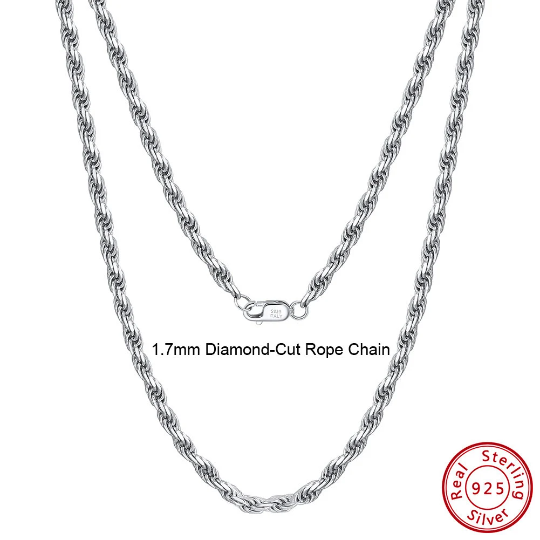 1.7mm Dimond cut Rope Necklace For Men/Women