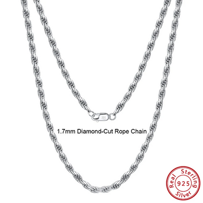 1.7mm Dimond cut Rope Necklace For Men/Women