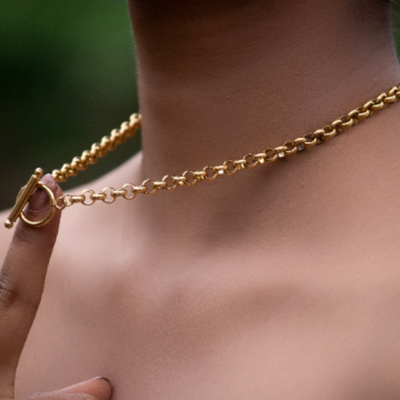 Toggle Gold Chain Choker Necklace For sale  