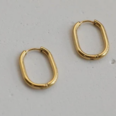 18K Gold-Filled Oval Link Hoop Earrings