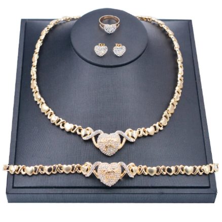 14K Gold Filled XOXO Necklace Set For Women | Gold Heart Jewelry