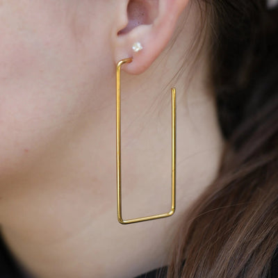 Gold Extra Large Rectangle Earrings