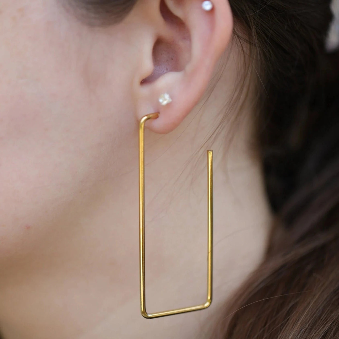 Gold Rectangle Earrings