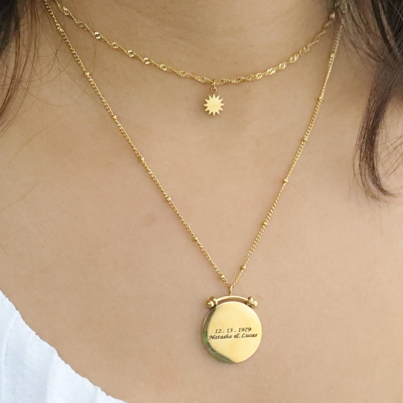 Double Strand Custom Name Disc Necklace