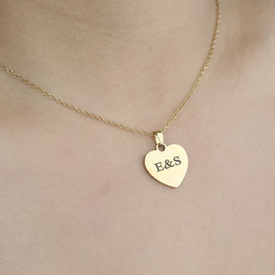 18K Gold-Filled Engraved Name Necklace - Personalized Heart Initial Necklace