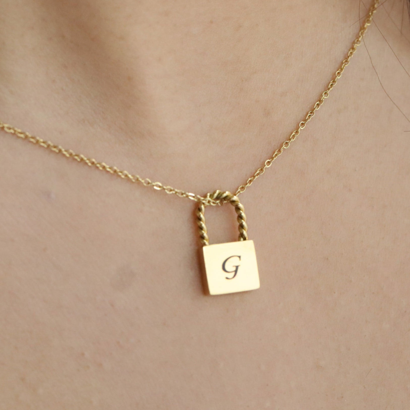 18K Gold-Filled Personalized Necklace | Customized Engraved Padlock Name Necklace