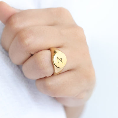 Personalized Engraved Letter Ring