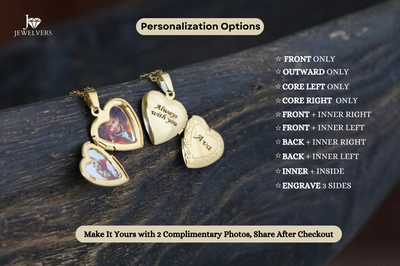 18K Gold-Filled Personalized Heart Locket Necklace with Custom Engraving and Photo