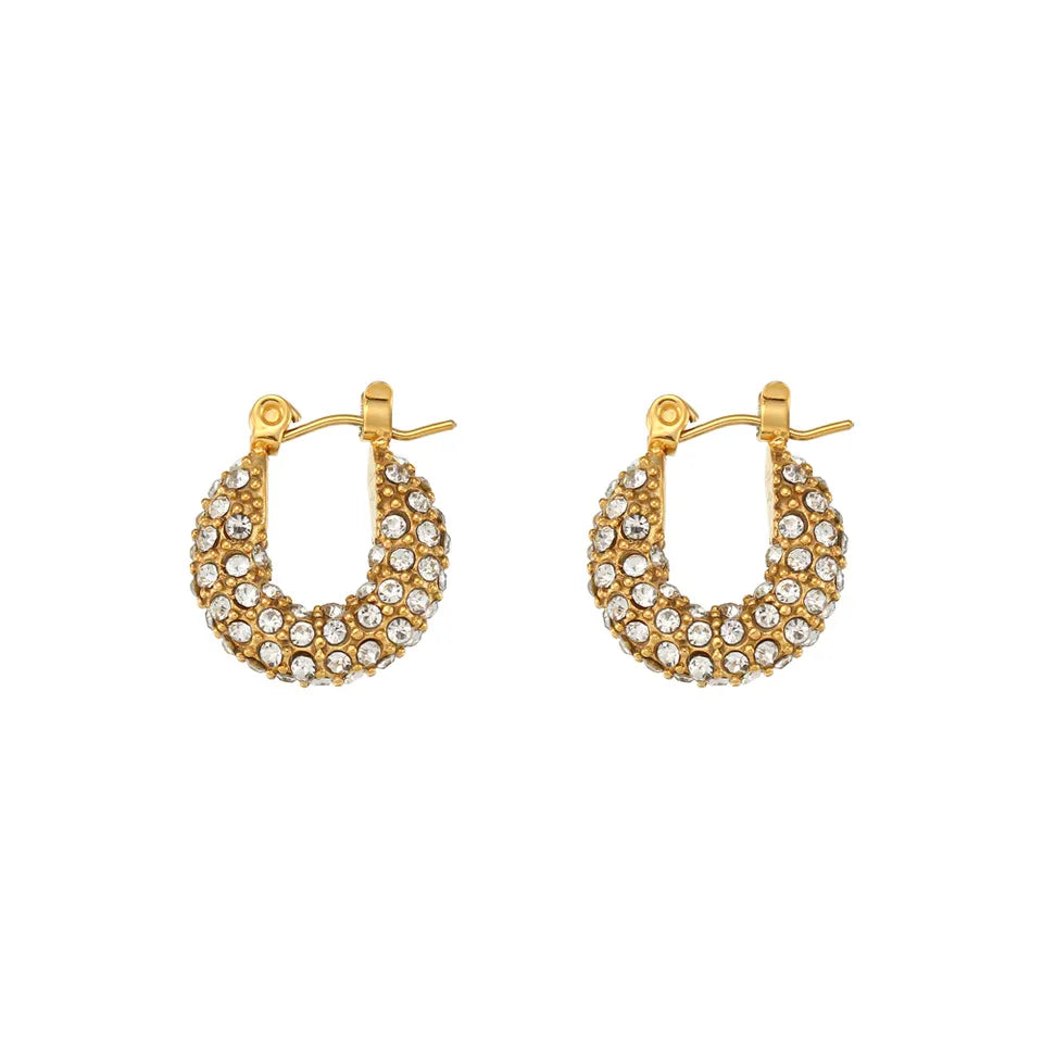 18K Gold-Filled Thick Zircon Hoop Earrings