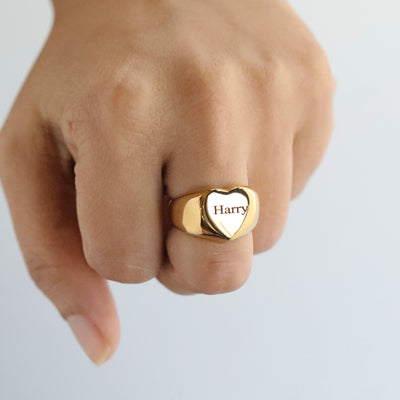 Custom Engraved Heart Name Ring