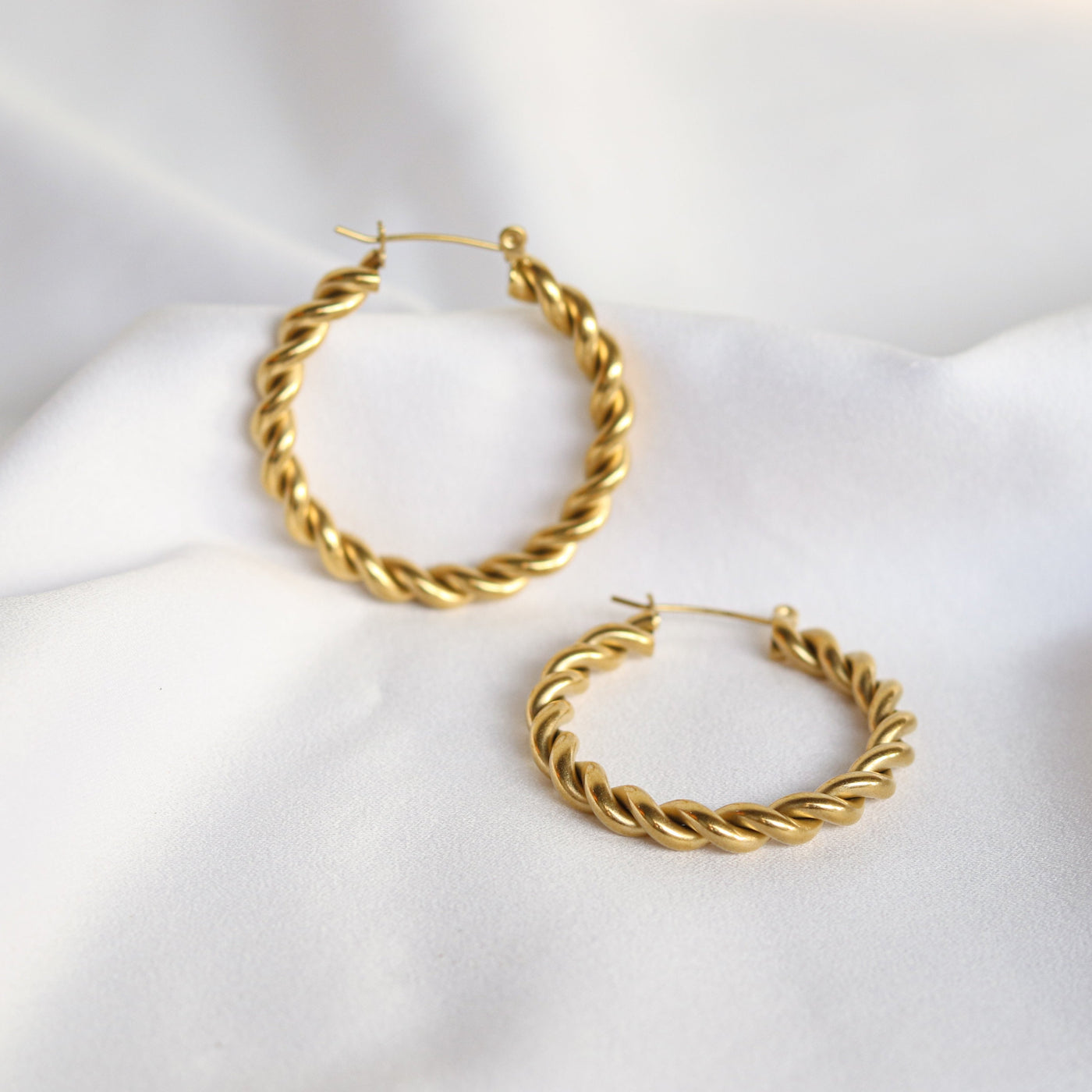 Gold Twisted Hoop Earrings