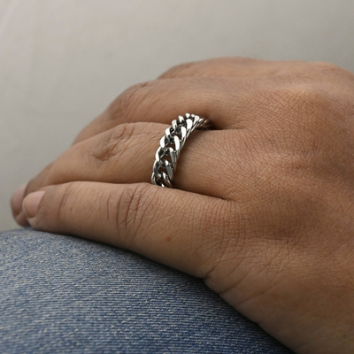 Silver Chunky Cuban Link Chain Ring