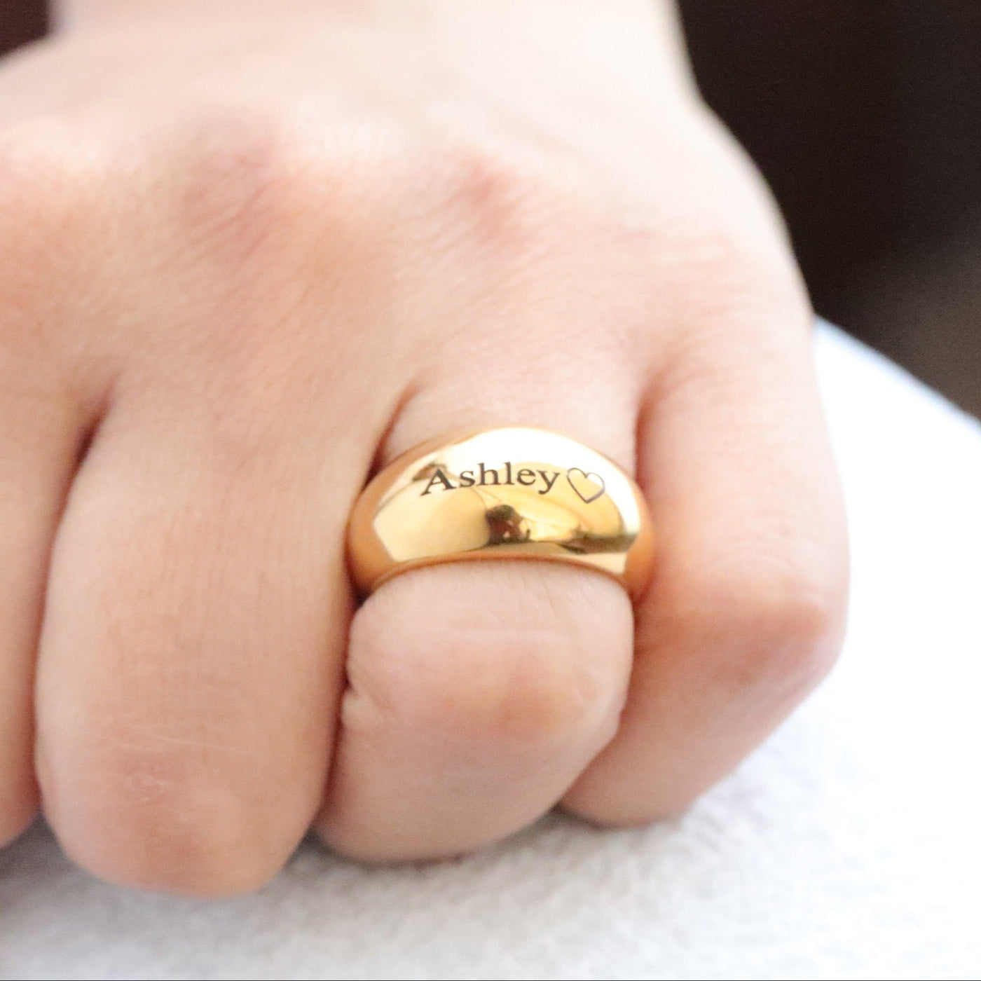 18K Gold-Filled Personalized Ring • Thick Chunky Custom Engraved Name Ring