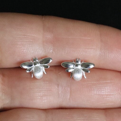 925 Sterling Silver Bee Stud Earring