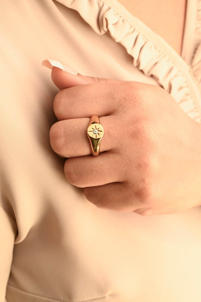 18K Gold-Filled North Star Signet Ring