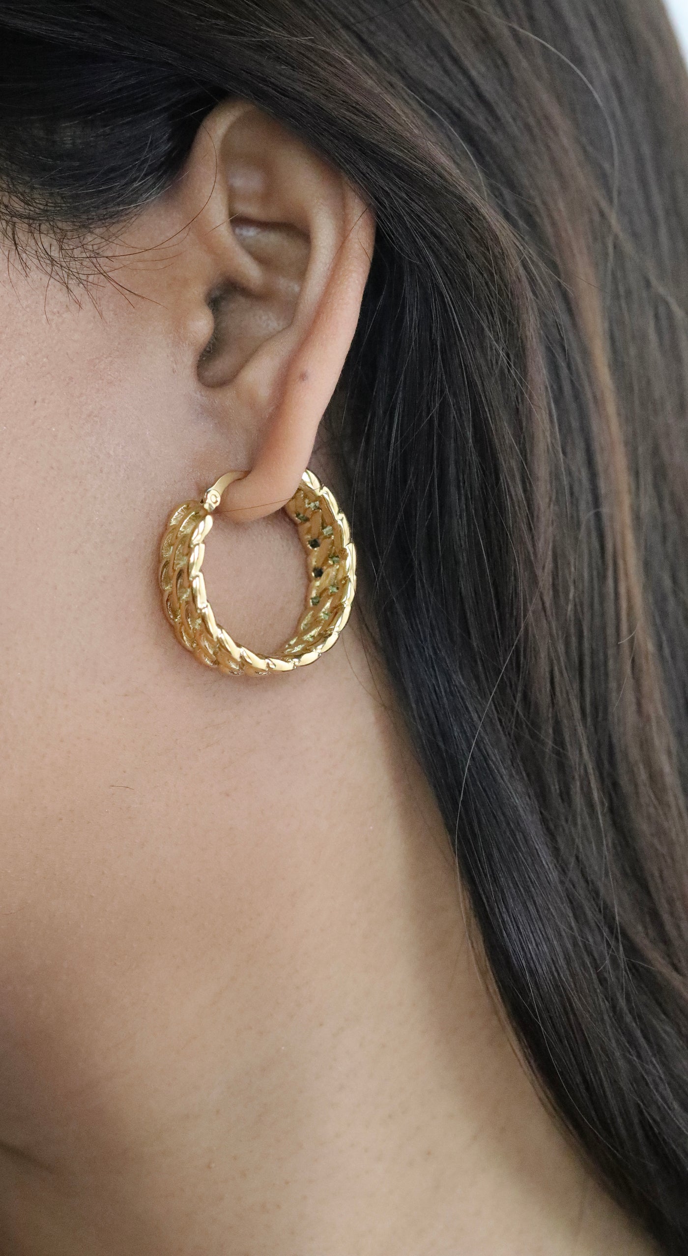 18K Gold-Filled Braided Large Hoop Earrings