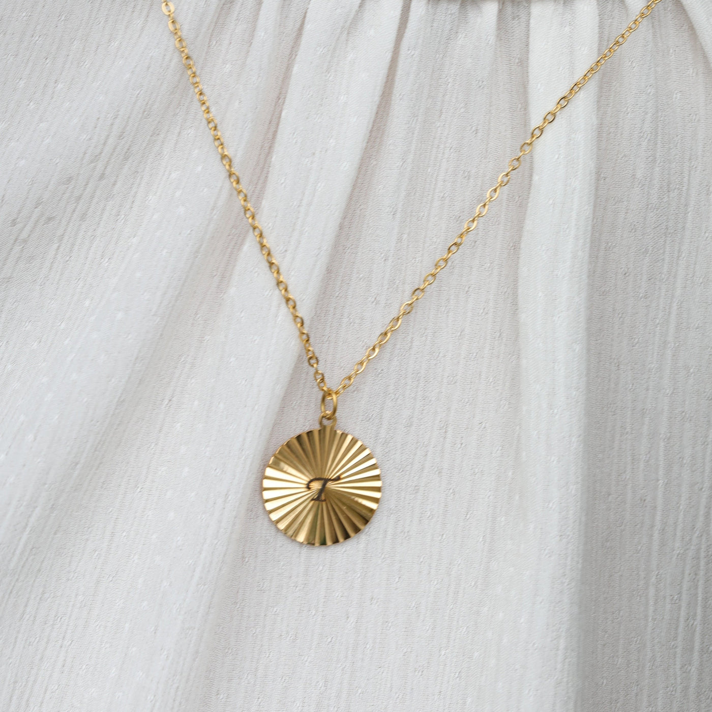 Sunburst Engraved Letter Necklace