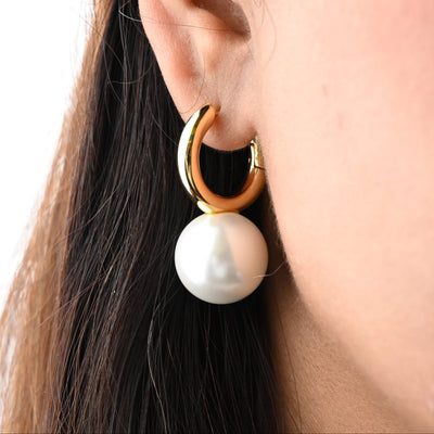 18K Gold-Filled Freshwater Pearl Huggie Hoop Earrings