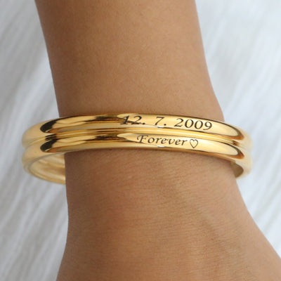 Customized Engraved Open Cuff Bangle Bracelet