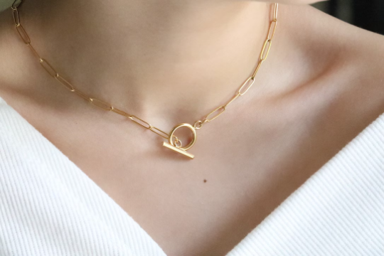 18K Gold-Filled Toggle Closure link Necklace