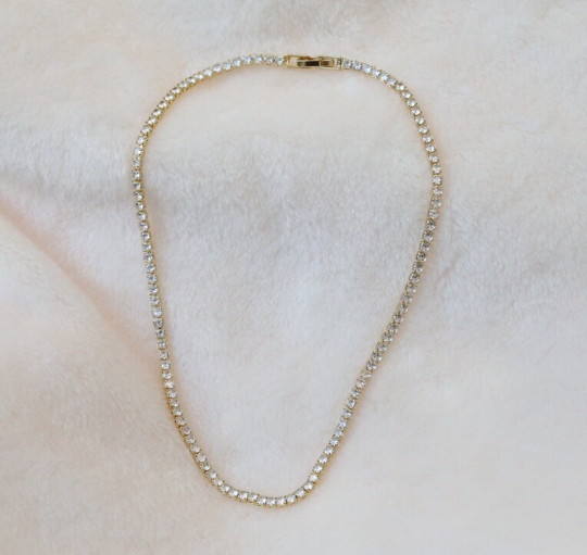 18K Gold-Filled Tennis Choker Necklace