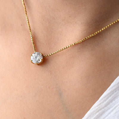 18K Gold-Filled Diamond Pendant Necklace