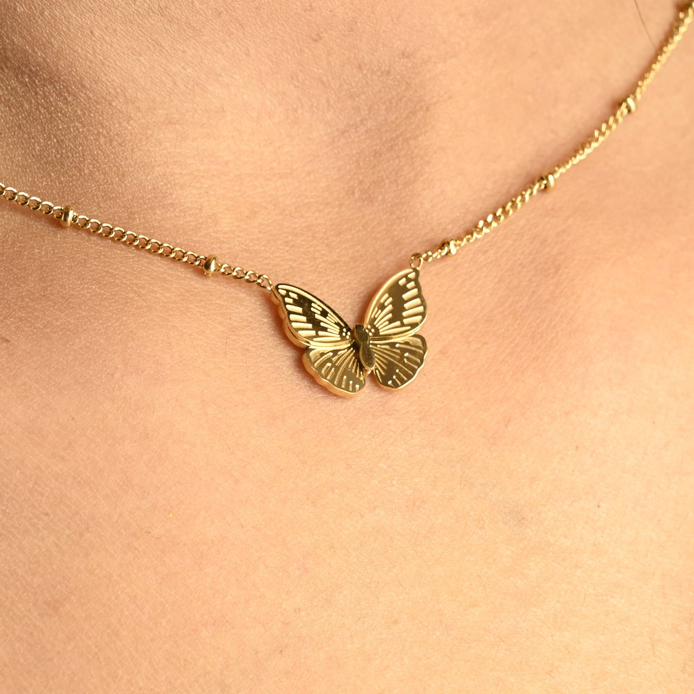 18K Gold-Filled Dainty Butterfly Necklace for Women