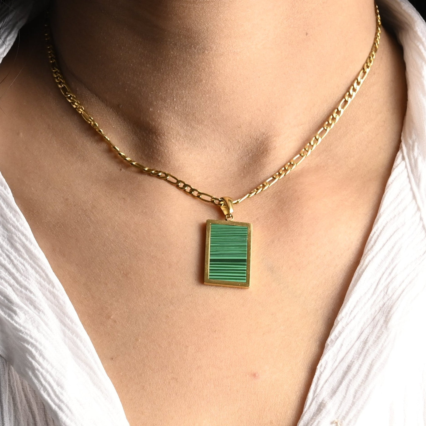 18K Gold-Filled Green Shell Pendant Necklace