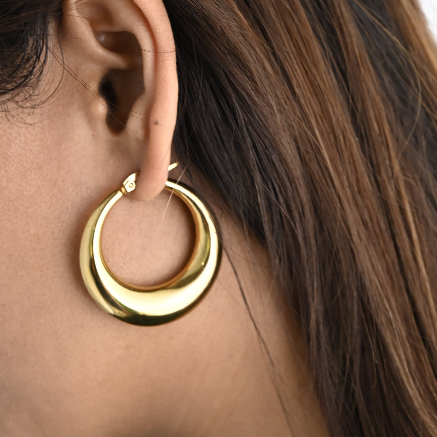 18K Gold-Filled Thick Hollow Hoop Earrings | Large 40mm & 28mm Hoop Earrings