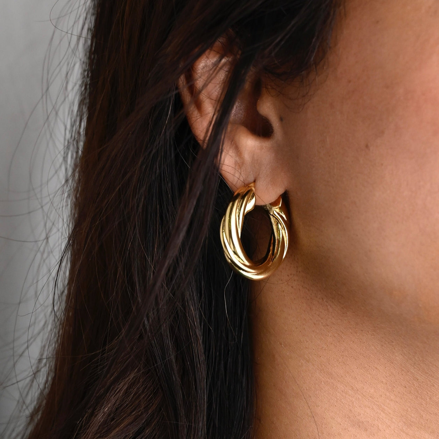 18K Gold-Filled Twisted Hoop Earrings