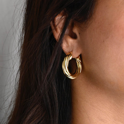 18K Gold-Filled Twisted Hoop Earrings