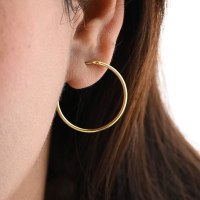 14K Gold-Filled Simple Hoop Earrings | 925 Sterling Silver | Lightweight Hoops