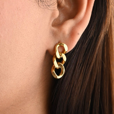 18K Gold-Filled Curb Link Chain Drop Earrings