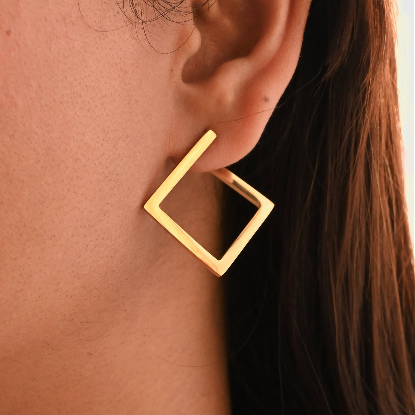 18K Gold-Filled Square Hoop Earrings for Women