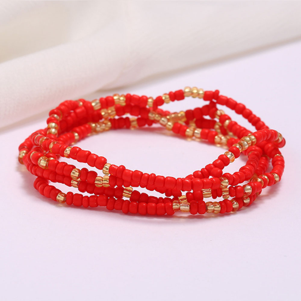 Slimming Elastic Waist Band | Clear Red Color Waist Beads | African Waist Beads