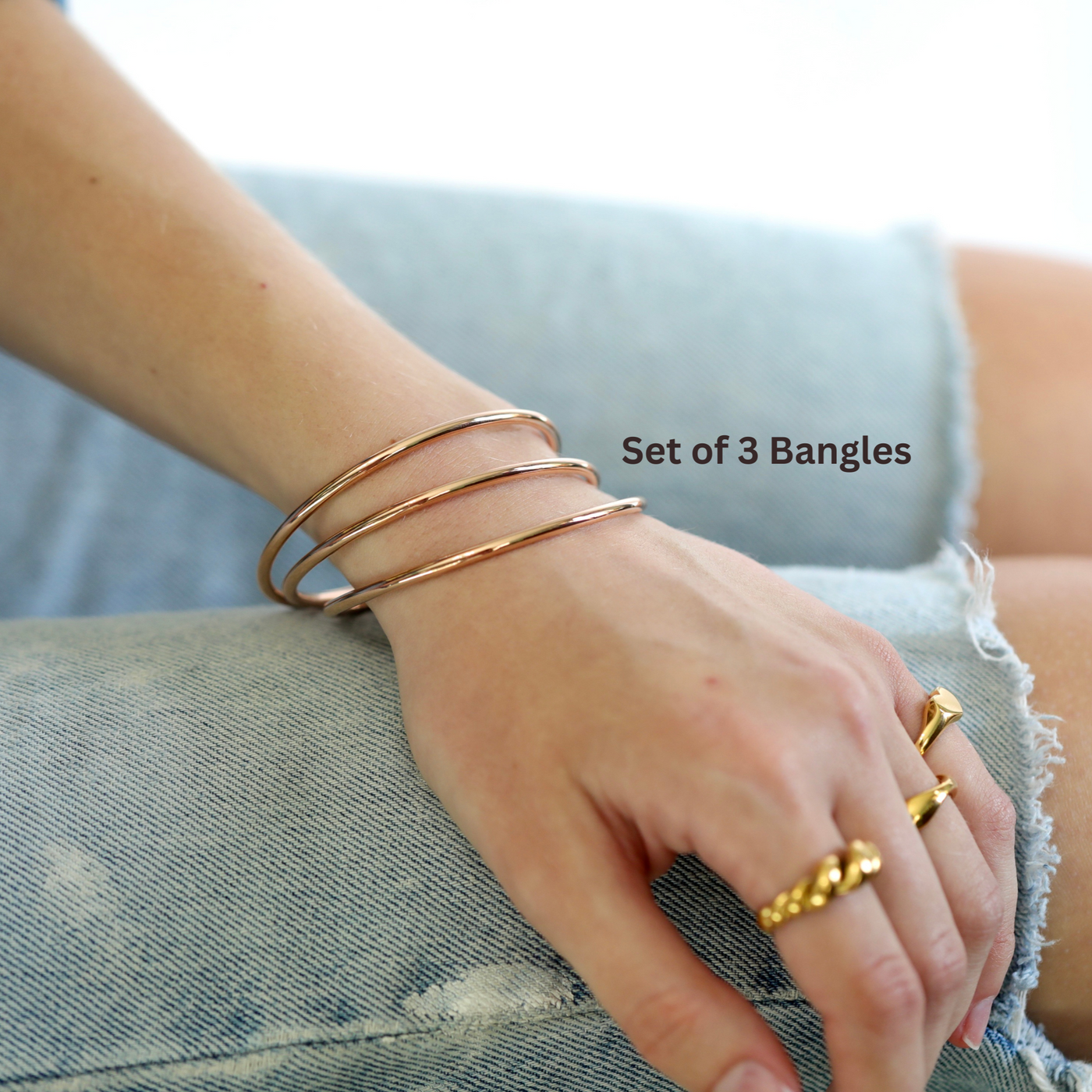 Set of Three Rose Gold Bangles