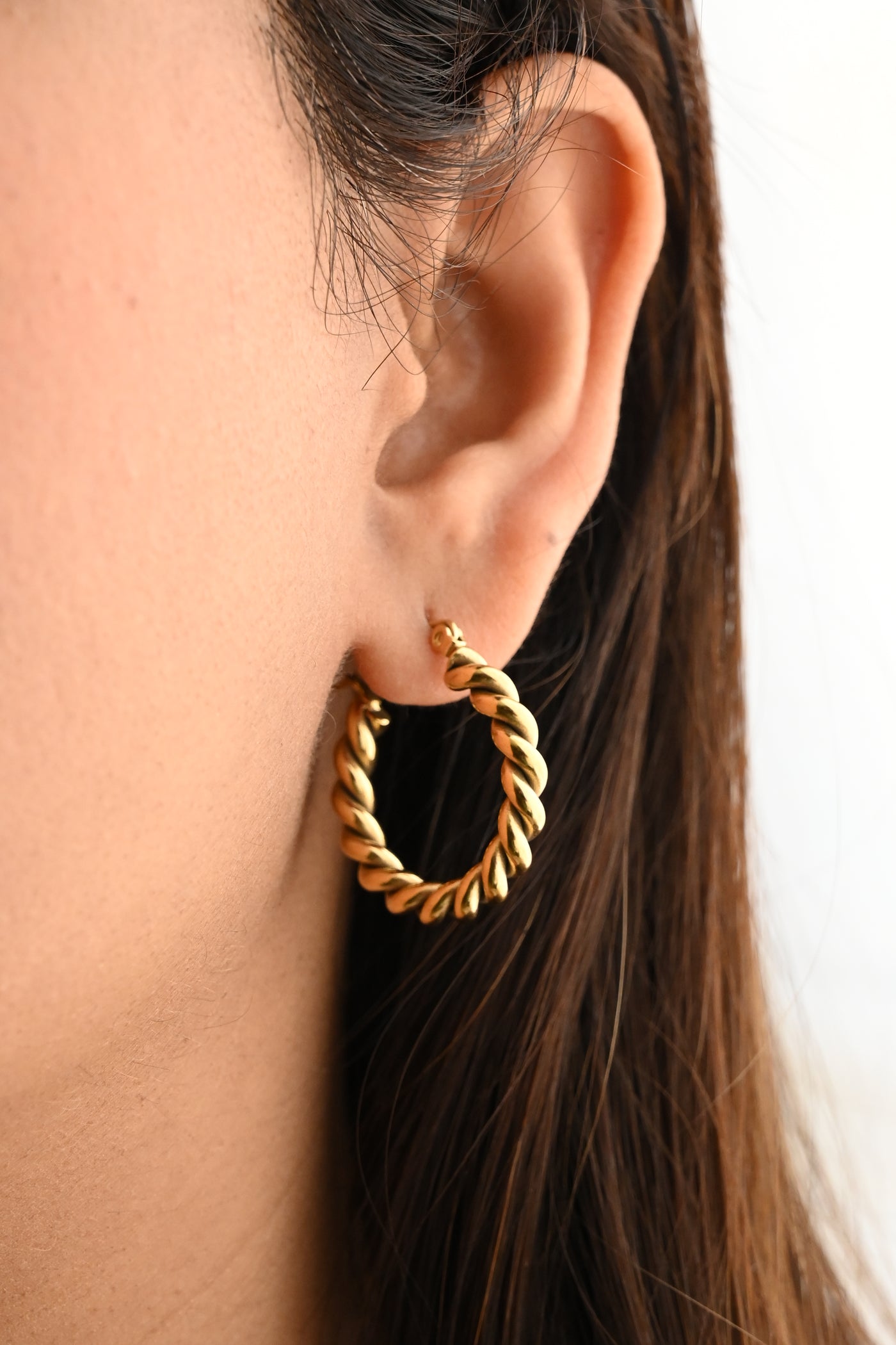 Gold Twisted Hoop Earrings | Gold Large Hoops For Women | Lightweight Daily Wear Hoops | Regina Hoops