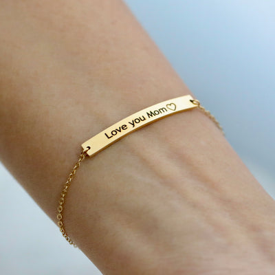 18K Gold-Filled Personalized Name Bracelet - Customized Engraved Name Plate Bracelet for Women