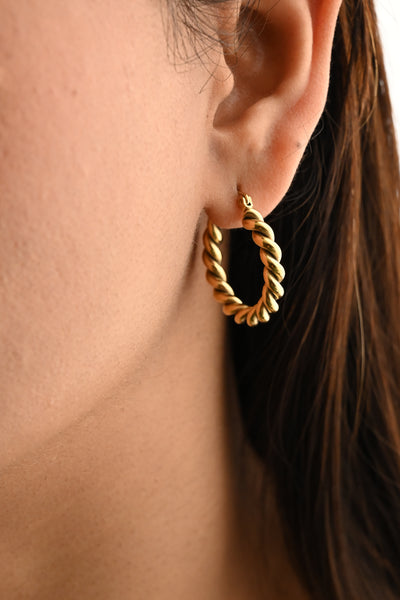 Gold Twisted Hoop Earrings | Gold Large Hoops For Women | Lightweight Daily Wear Hoops | Regina Hoops