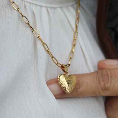 18k Gold-Filled Initial Heart Pendant Necklace