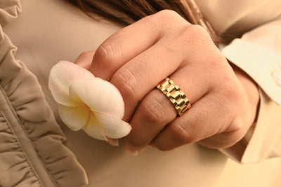 18K Gold-Filled Thick Watch Band Ring