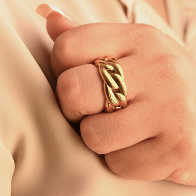 18K Gold-Filled Thick Cuban Link Ring